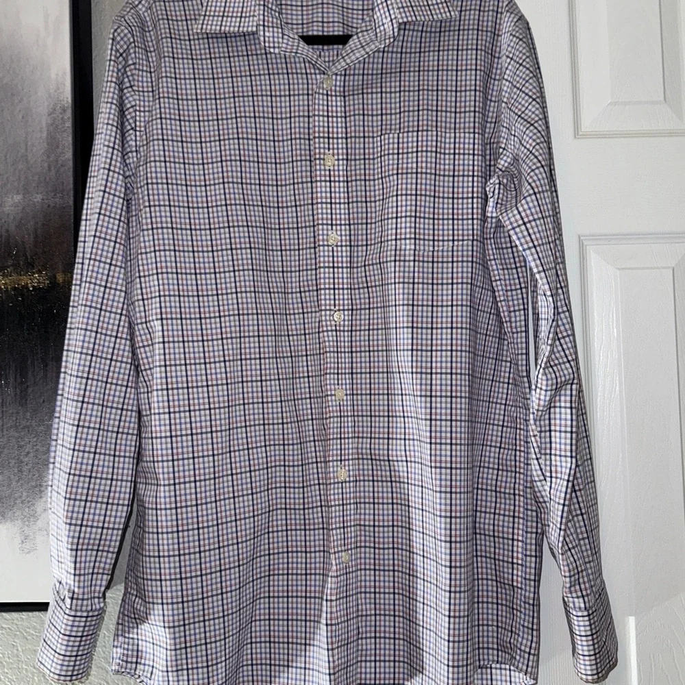Blue and White Casual Gingham Button Down Shirt - Picture 3 of 6